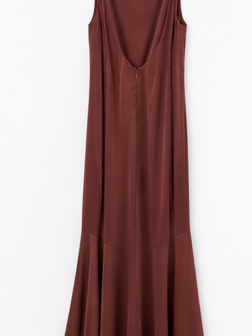 Azazie Wynne Mocha Coco Sleeveless Maxi Gown with Draped Cape - Picture 4 of 6